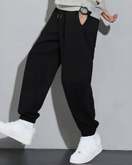 Black Basic French Terry Relaxed Fit Jogger Men's Pants