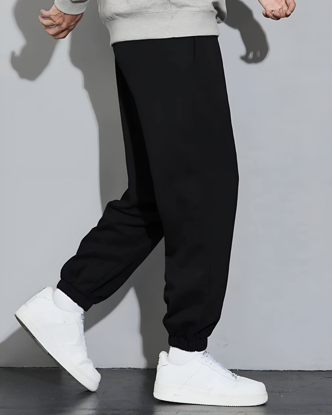 Black Basic French Terry Relaxed Fit Jogger Men's Pants