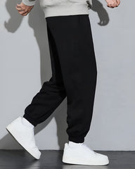 Black Basic French Terry Relaxed Fit Jogger Men's Pants