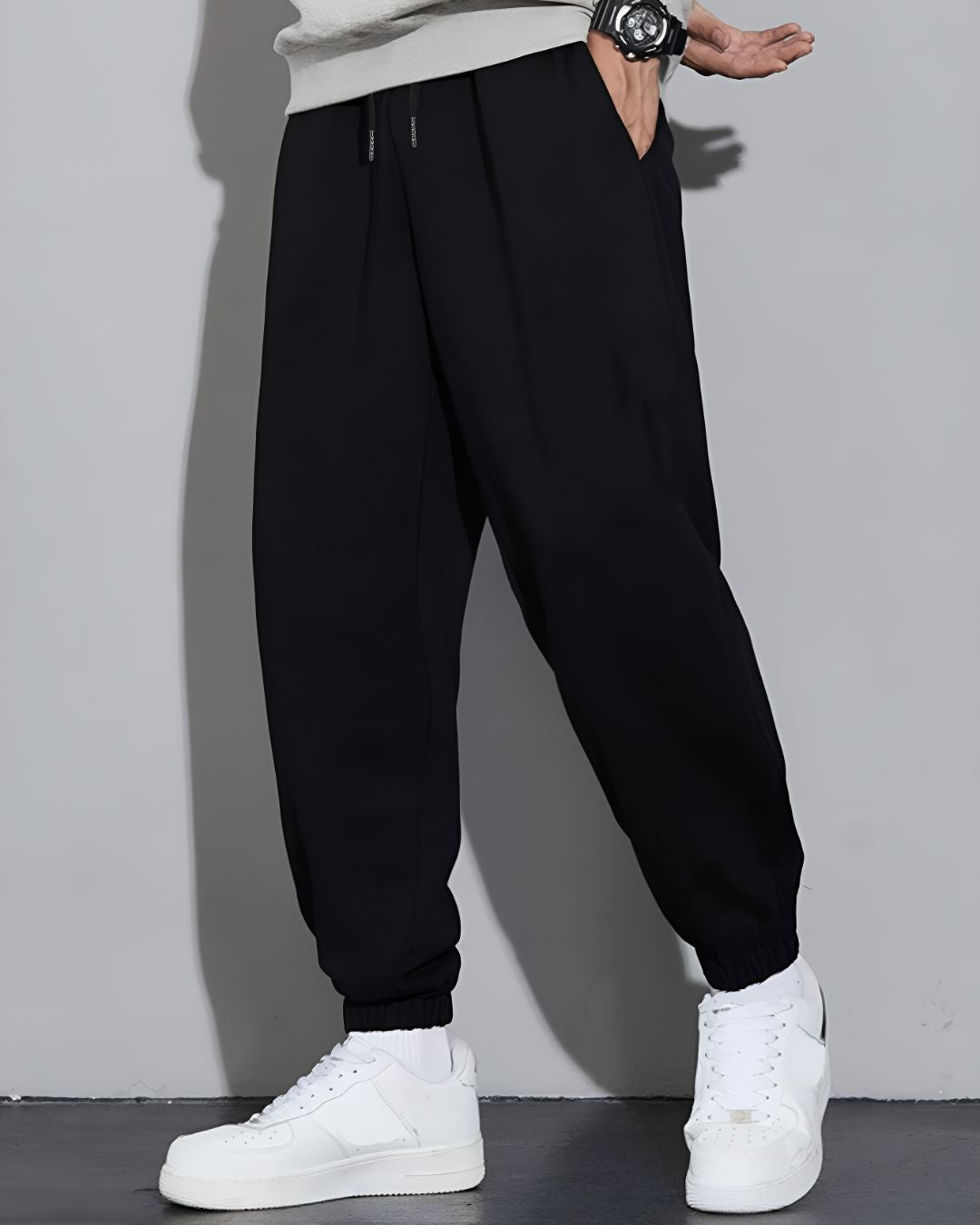 Black Basic French Terry Relaxed Fit Jogger Men's Pants – Flynoff