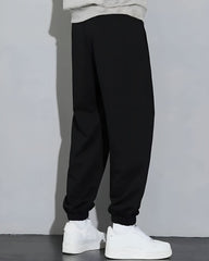 Black Basic French Terry Relaxed Fit Jogger Men's Pants