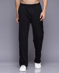 Korean Black French Terry Loose Fit Men's Track Pant