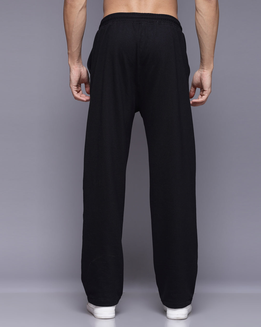 Korean Black French Terry Loose Fit Men's Track Pant