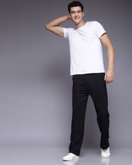 Korean Black French Terry Loose Fit Men's Track Pant