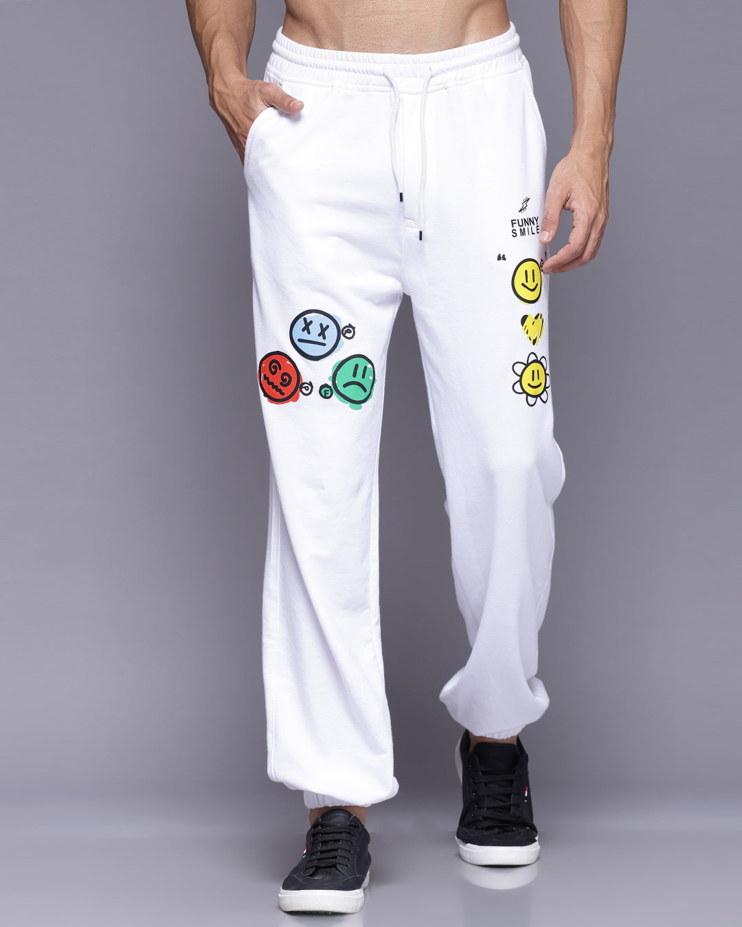 Emoji Graphic White  Relaxed Fir Men's Joggers