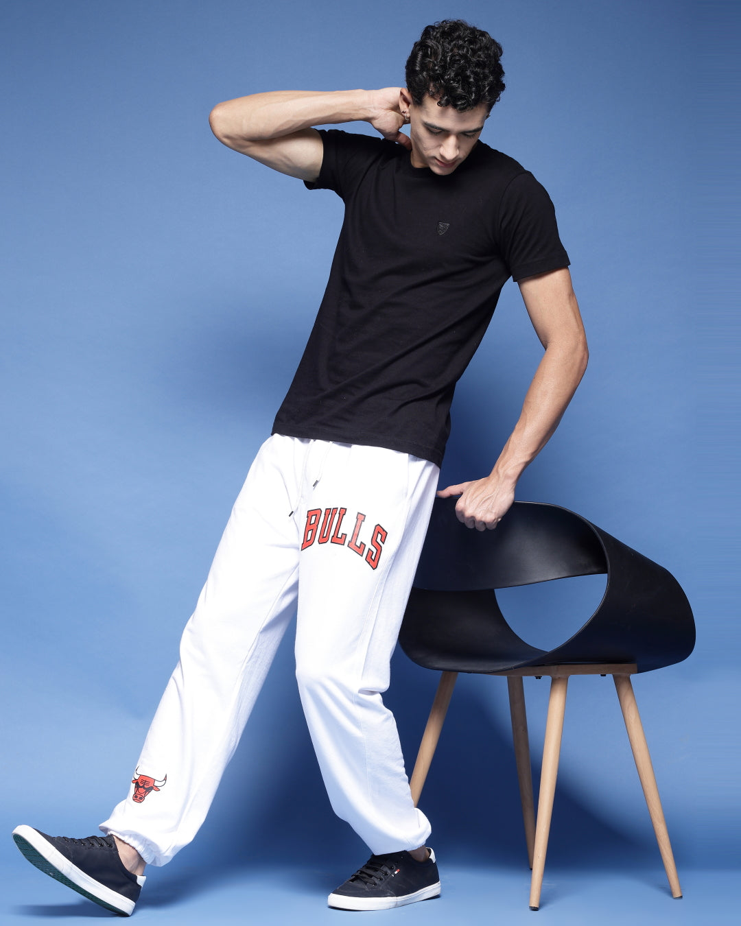 Bulls White Printed French Terry Relaxed Fit Men's Joggers Pant