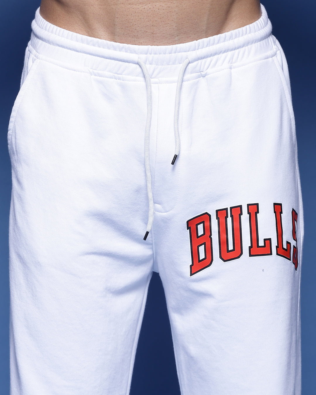 Bulls White Printed French Terry Relaxed Fit Men's Joggers Pant