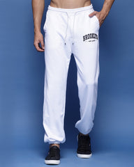 White Brooklyn French Terry Relaxed Fit Jogger Men's Pants