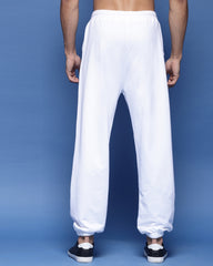 White Brooklyn French Terry Relaxed Fit Jogger Men's Pants