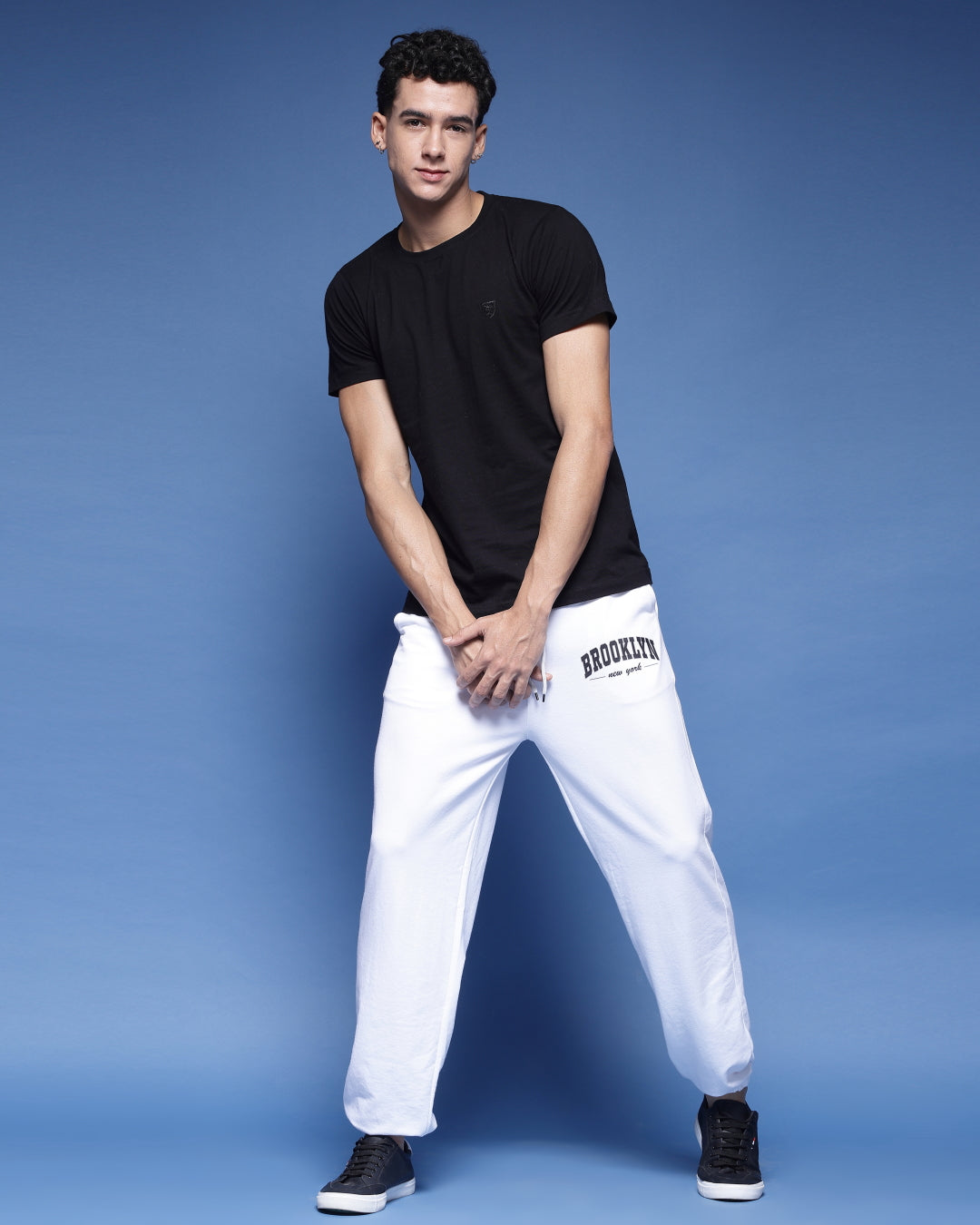 White Brooklyn French Terry Relaxed Fit Jogger Men's Pants