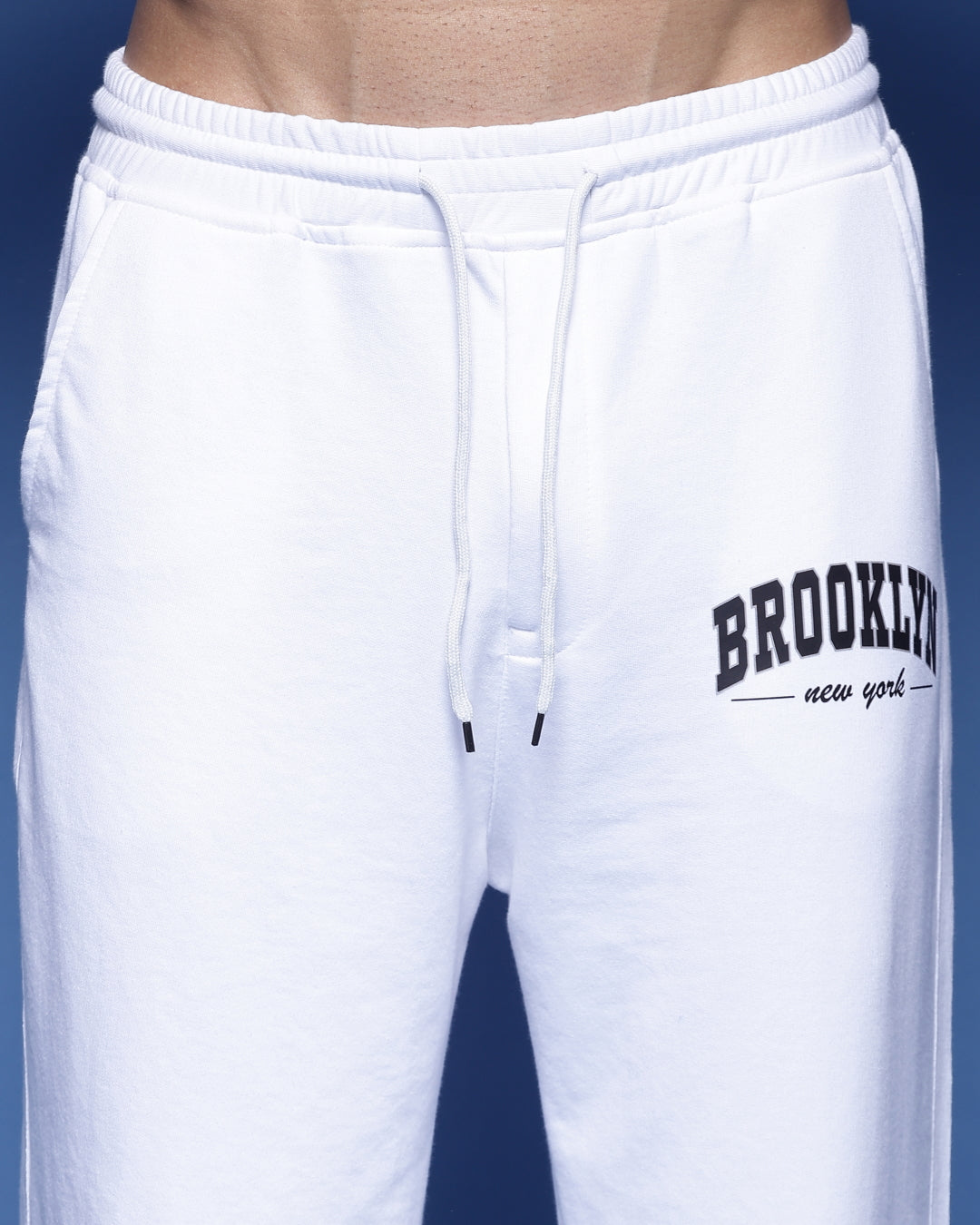 White Brooklyn French Terry Relaxed Fit Jogger Men's Pants