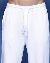 White Solid Basics French Terry Loose Fit Men's Joggers