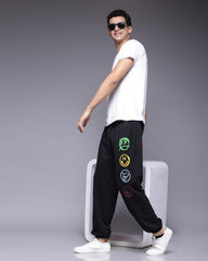 Emoji Black French Terry Relaxed Fit Jogger Men's Pants