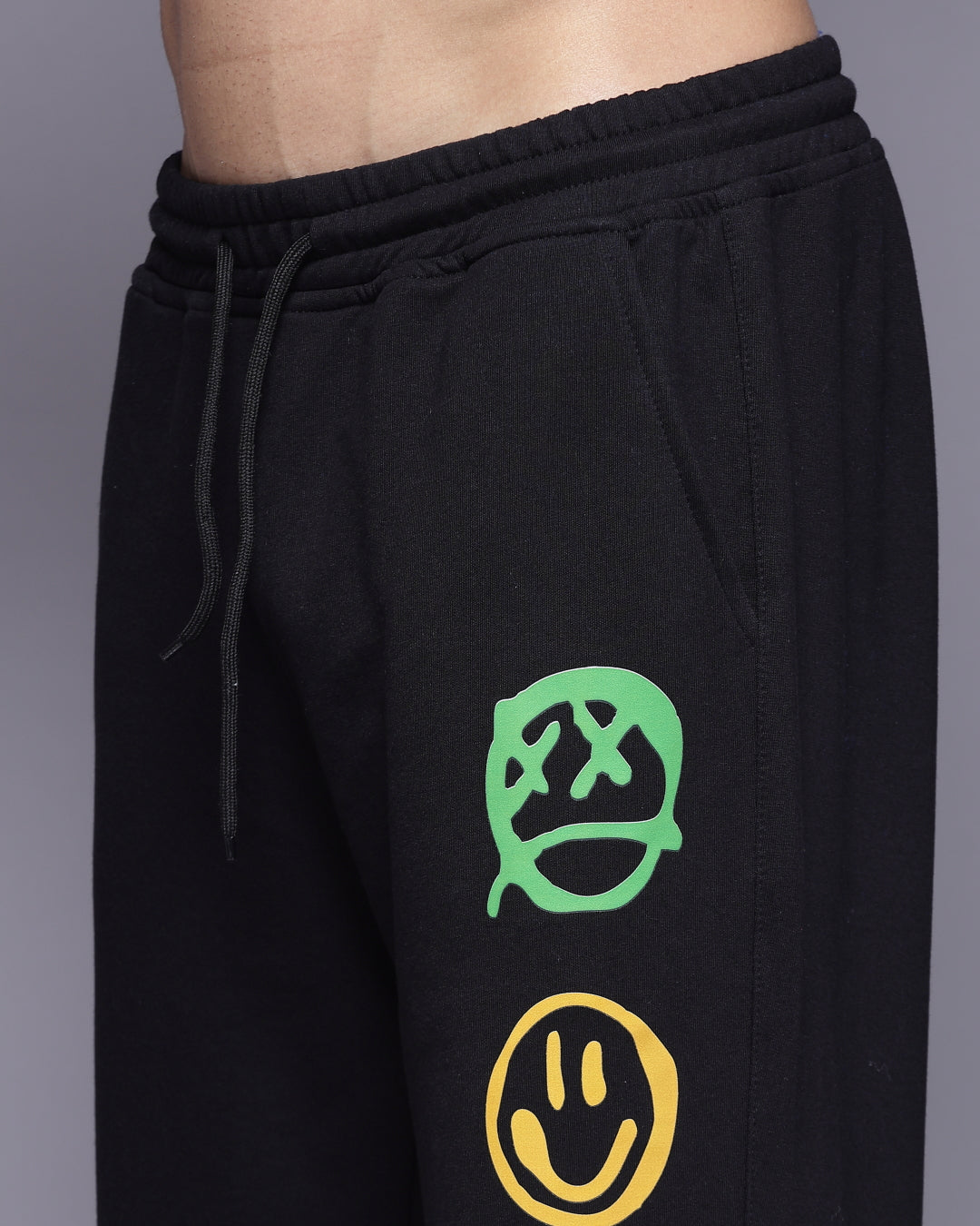 Emoji Black French Terry Relaxed Fit Jogger Men's Pants