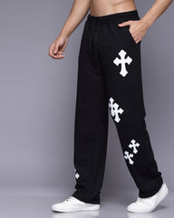 Cross Printed Relaxed Fit Men's Track Pants