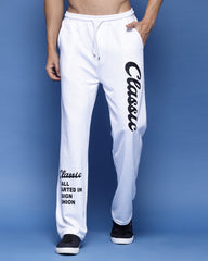 White Classic French Terry Relaxed Fit Men's Track Pants