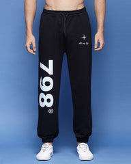 Numberic Black French Terry Relaxed Fit Jogger Men's Pants