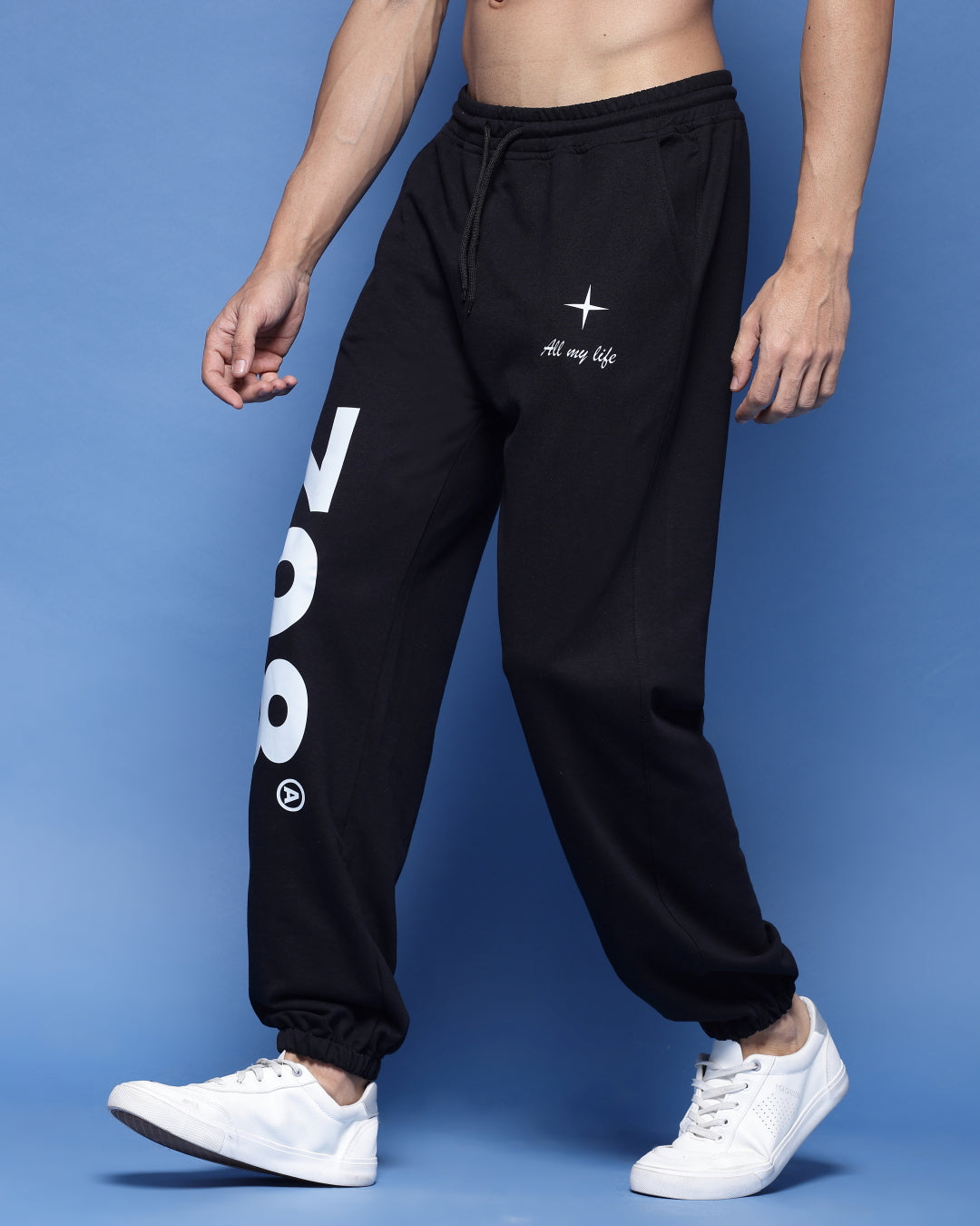 Numberic Black French Terry Relaxed Fit Jogger Men's Pants