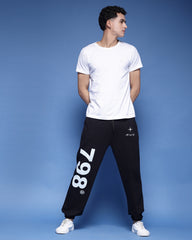 Numberic Black French Terry Relaxed Fit Jogger Men's Pants