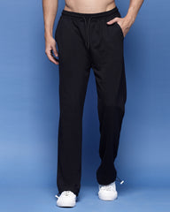 Black French Terry Relaxed Fit Men's Track Pants