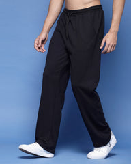 Black French Terry Relaxed Fit Men's Track Pants