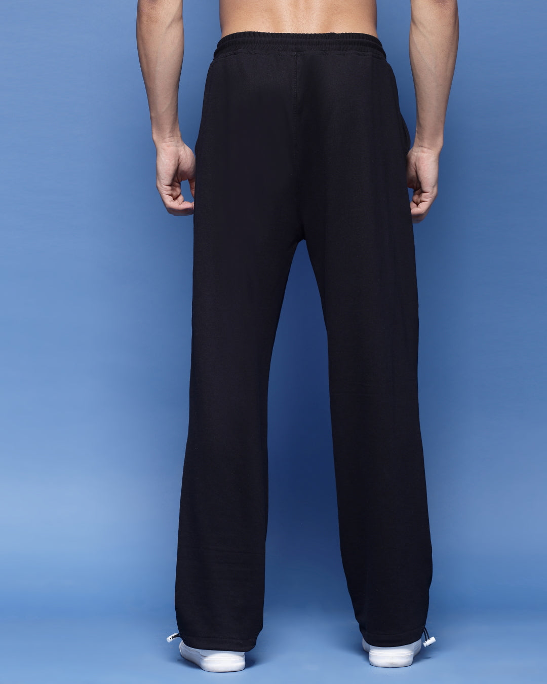 Black French Terry Relaxed Fit Men's Track Pants