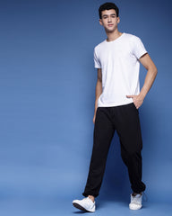 Black French Terry Relaxed Fit Men's Track Pants