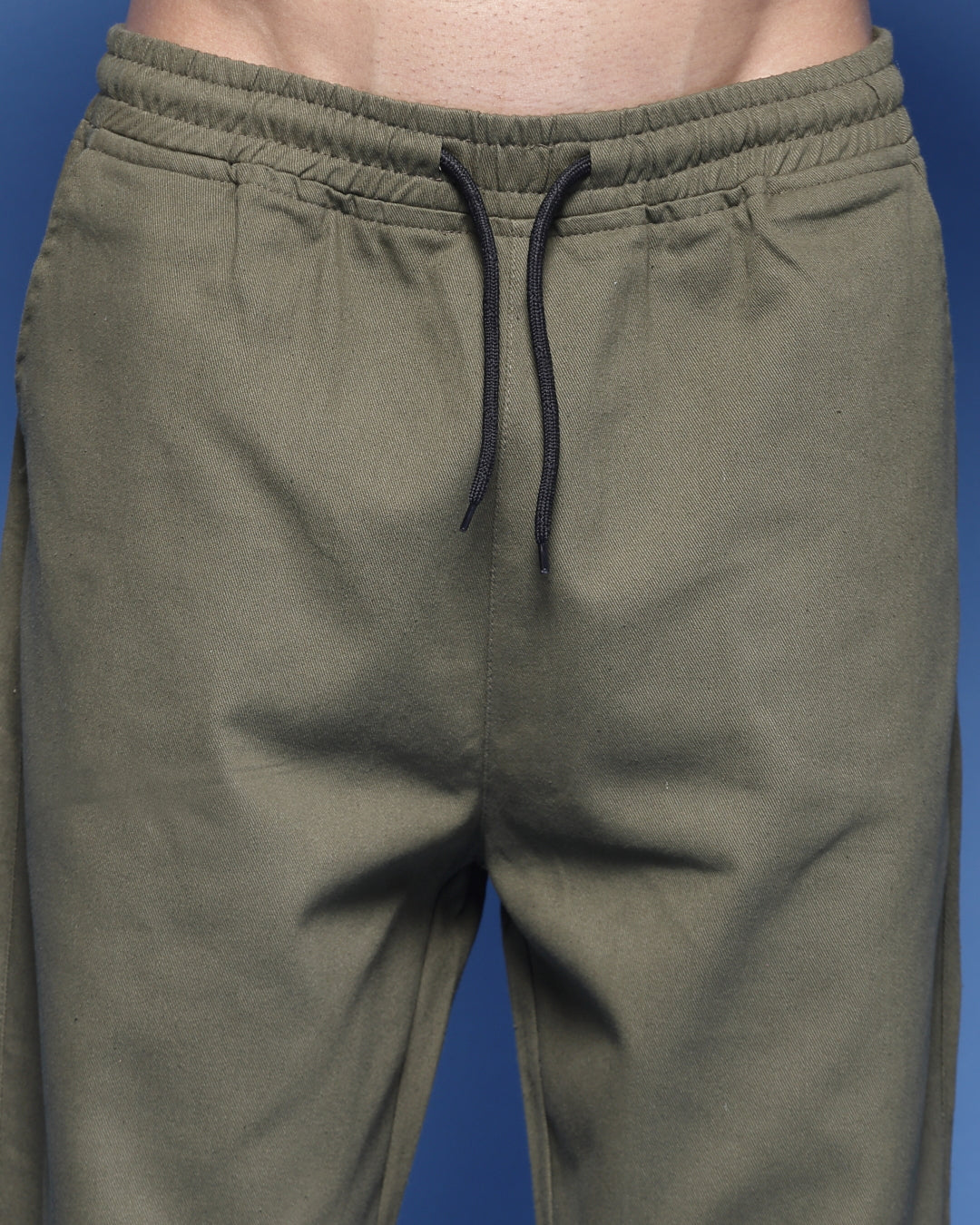 Olive oil Twill Basics Drawstring Waist Jogger Pant