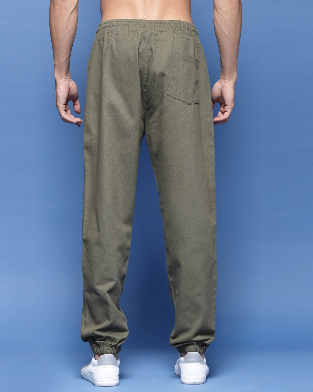 Olive oil Twill Basics Drawstring Waist Jogger Pant