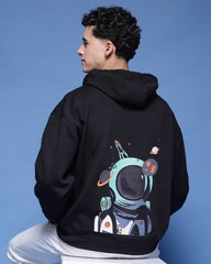 Flynoff NASA Black Printed Relaxed Fit Hoodie Men's